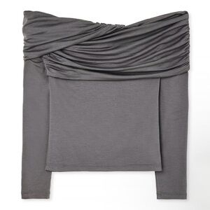 Elegant Gray Long Sleeve Women's Top